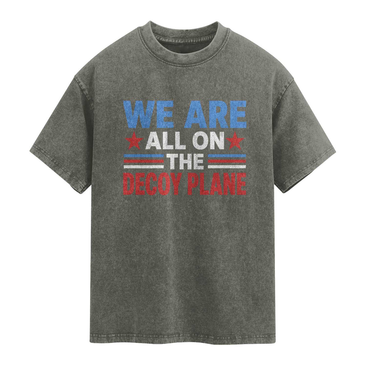 We Are All On The Decoy Plane Washed Cotton T-Shirt Plane Conspiracy Theory