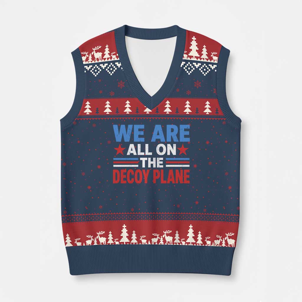 We Are All On The Decoy Plane V-Neck Knit Sweater Vest Plane Conspiracy Theory