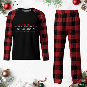 Make My Blood Cells Great Again Plaid Pajama Set Funny Leukemia Cancer Awareness