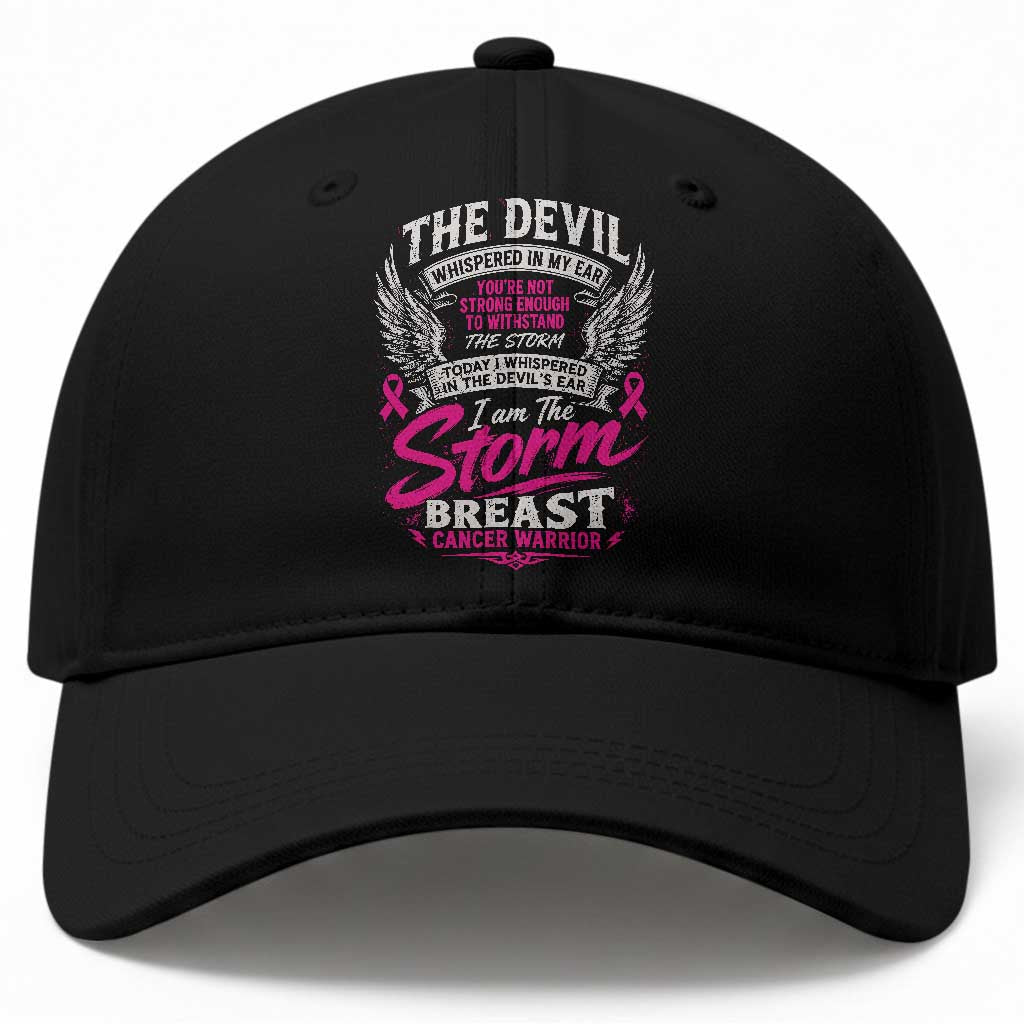 Breast Cancer Warrior Baseball Cap I Whispered I Am The Storm Pink Ribbon
