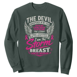 Breast Cancer Warrior Sweatshirt I Whispered I Am The Storm Pink Ribbon