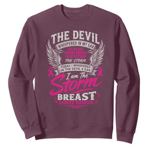 Breast Cancer Warrior Sweatshirt I Whispered I Am The Storm Pink Ribbon