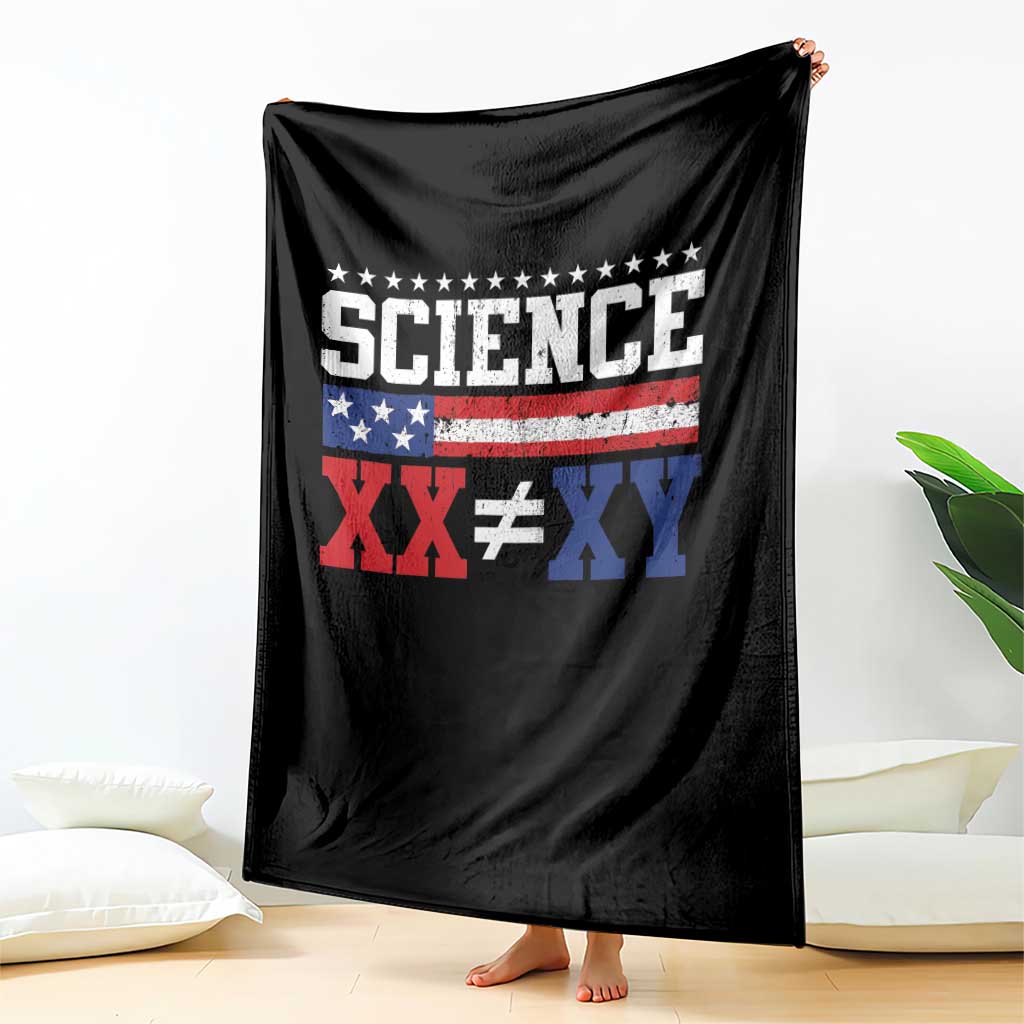 Science XX Is Not The Same As XY Throw Blanket Funny Scientist American Flag