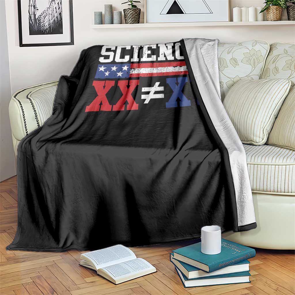 Science XX Is Not The Same As XY Throw Blanket Funny Scientist American Flag