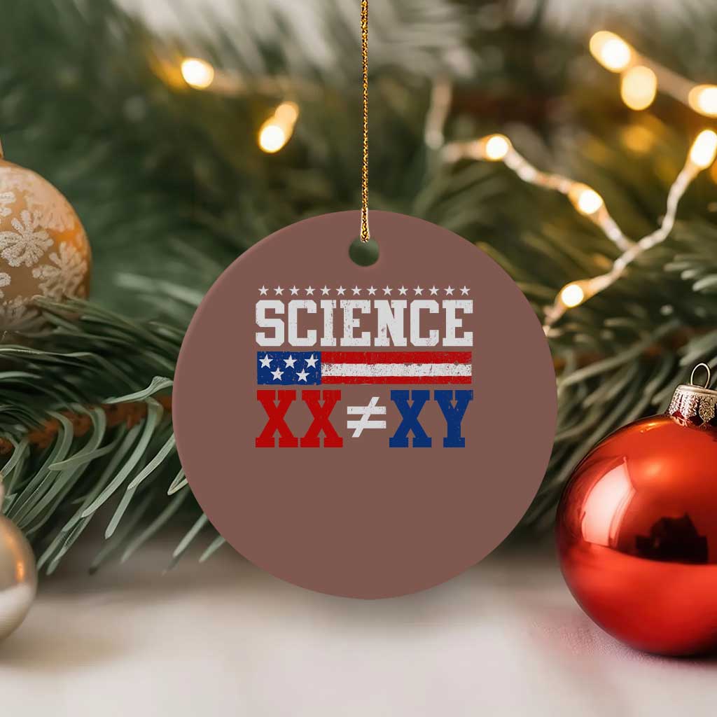 Science XX Is Not The Same As XY Ceramic Ornament Funny Scientist American Flag