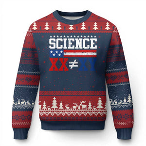 Science XX Is Not The Same As XY Ugly Christmas Sweater Funny Scientist American Flag