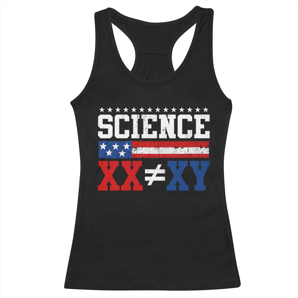 Science XX Is Not The Same As XY Racerback Tank Top Funny Scientist American Flag