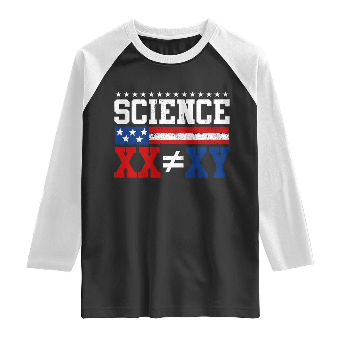 Science XX Is Not The Same As XY Raglan Shirt Funny Scientist American Flag