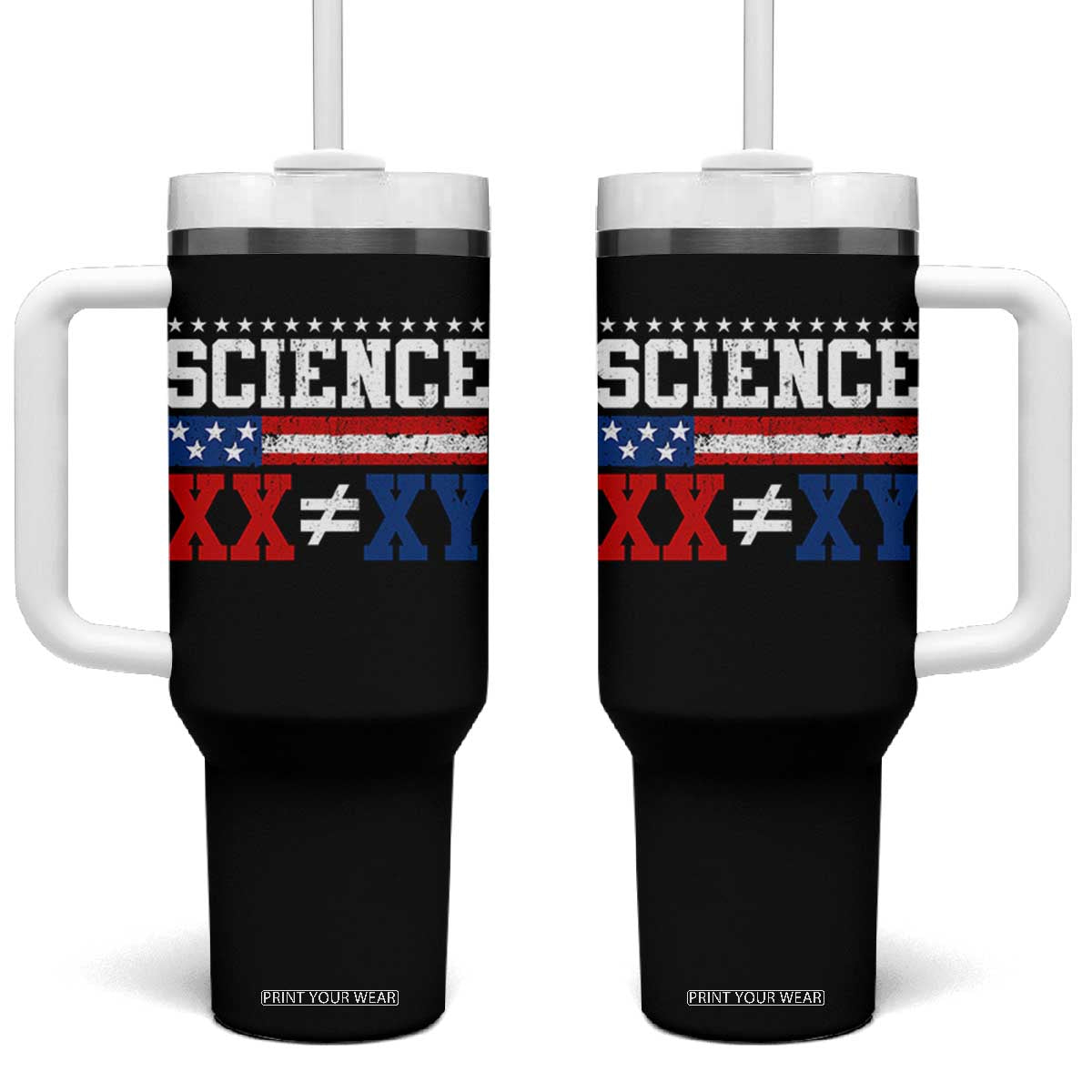 Science XX Is Not The Same As XY Tumbler With Handle Funny Scientist American Flag