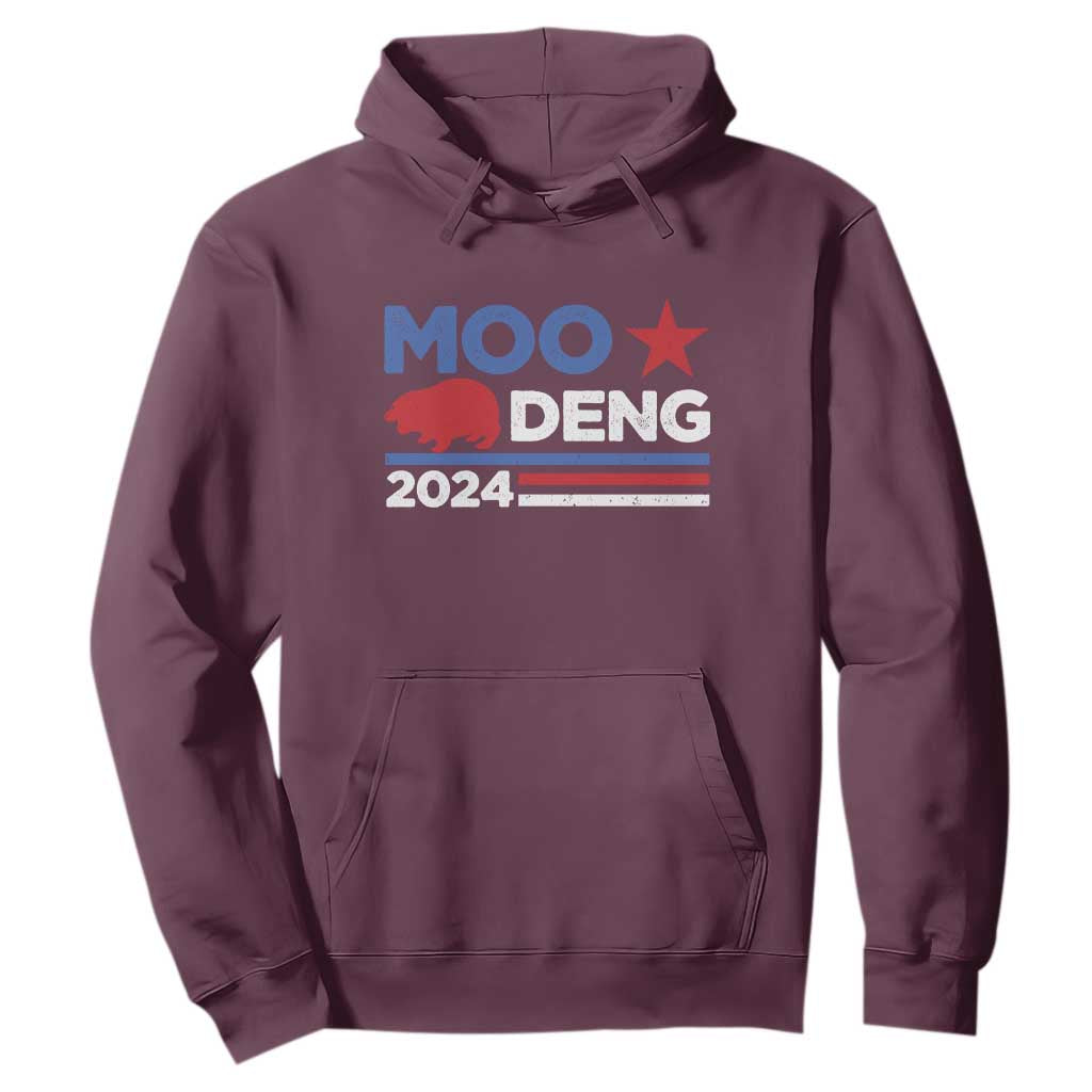 Funny Moo Deng 2024 Hoodie Star Striped TS11 Maroon Print Your Wear