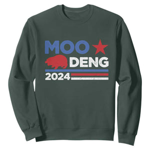 Funny Moo Deng 2024 Sweatshirt Star Striped TS11 Dark Forest Green Print Your Wear