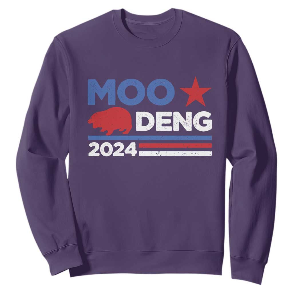 Funny Moo Deng 2024 Sweatshirt Star Striped TS11 Purple Print Your Wear