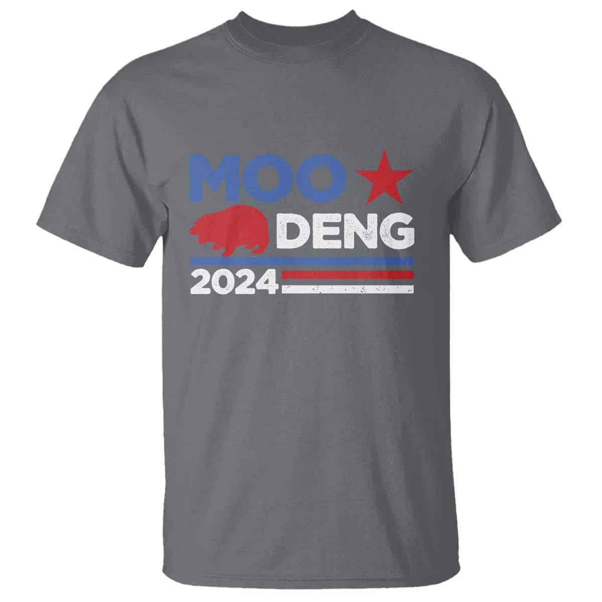 Funny Moo Deng 2024 T Shirt Star Striped TS11 Charcoal Print Your Wear