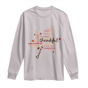 Thanksgiving Maple Leaf Fall Season Long Sleeve Shirt TS11 Ice Gray Print Your Wear