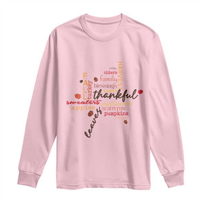 Thanksgiving Maple Leaf Fall Season Long Sleeve Shirt TS11 Light Pink Print Your Wear