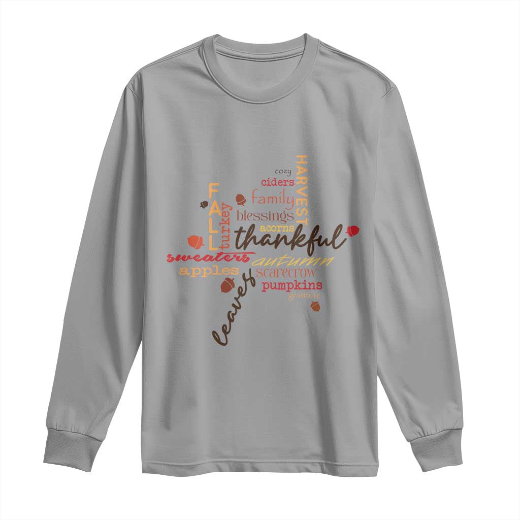 Thanksgiving Maple Leaf Fall Season Long Sleeve Shirt TS11 Sport Gray Print Your Wear