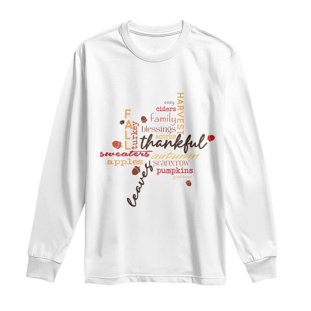 Thanksgiving Maple Leaf Fall Season Long Sleeve Shirt TS11 White Print Your Wear