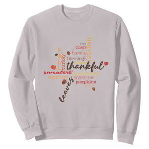 Thanksgiving Maple Leaf Fall Season Sweatshirt TS11 Ice Gray Print Your Wear