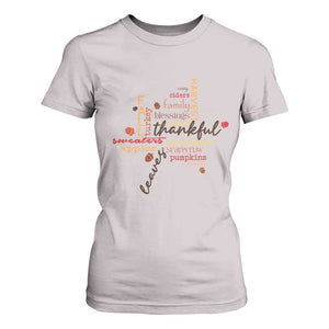 Thanksgiving Maple Leaf Fall Season T Shirt For Women TS11 Ice Gray Print Your Wear