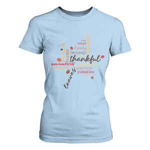 Thanksgiving Maple Leaf Fall Season T Shirt For Women TS11 Light Blue Print Your Wear