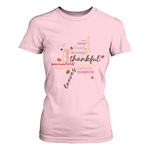 Thanksgiving Maple Leaf Fall Season T Shirt For Women TS11 Light Pink Print Your Wear