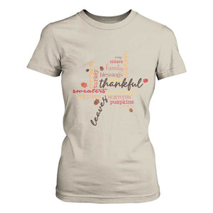 Thanksgiving Maple Leaf Fall Season T Shirt For Women TS11 Sand Print Your Wear