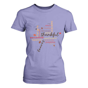 Thanksgiving Maple Leaf Fall Season T Shirt For Women TS11 Violet Print Your Wear