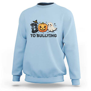 Halloween Unity Day Sweatshirt Boo To Bullying Anti Bullying Awareness Ghost Pumpkin TS11 Light Blue Print Your Wear