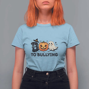 Halloween Unity Day T Shirt For Women Boo To Bullying Anti Bullying Awareness Ghost Pumpkin TS11 Light Blue Print Your Wear