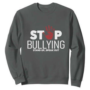 Anti Bullying Awareness Sweatshirt Stop Bullying Stand Up Speak Out Hand Prints TS11 Dark Heather Print Your Wear