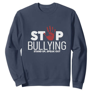 Anti Bullying Awareness Sweatshirt Stop Bullying Stand Up Speak Out Hand Prints TS11 Navy Print Your Wear