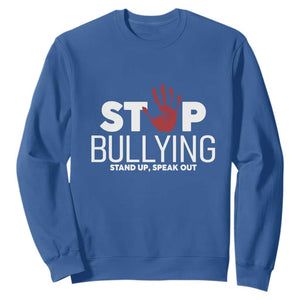 Anti Bullying Awareness Sweatshirt Stop Bullying Stand Up Speak Out Hand Prints TS11 Royal Blue Print Your Wear