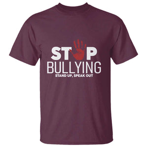 Anti Bullying Awareness T Shirt Stop Bullying Stand Up Speak Out Hand Prints TS11 Maroon Print Your Wear