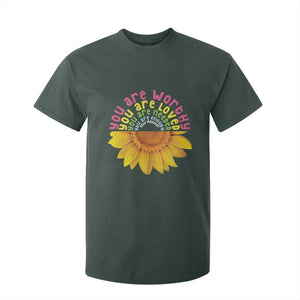 Unity Day T Shirt For Kid You Are Worthy You Are Loved You Are Needeed You Matter Sunflower TS11 Dark Forest Green Print Your Wear