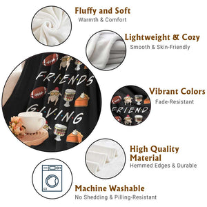 Funny Thanksgiving Thankful Friends Giving Party Throw Blanket TS11 Print Your Wear