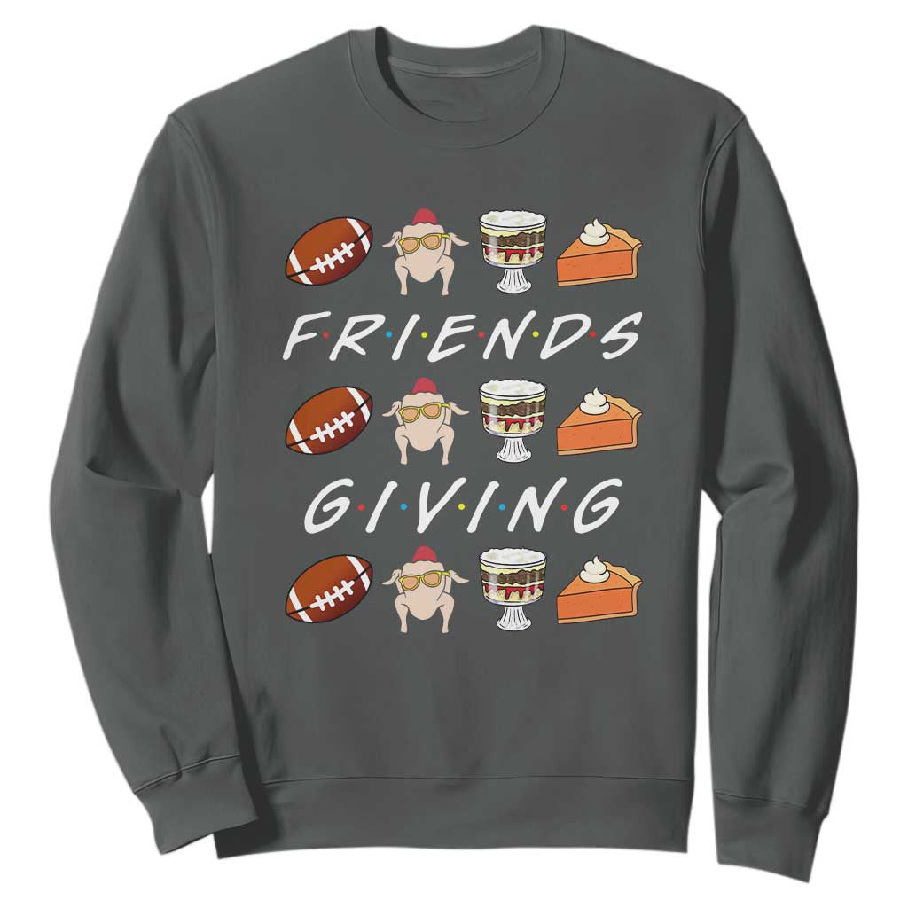 Funny Thanksgiving Thankful Friends Giving Party Sweatshirt TS11 Dark Heather Print Your Wear