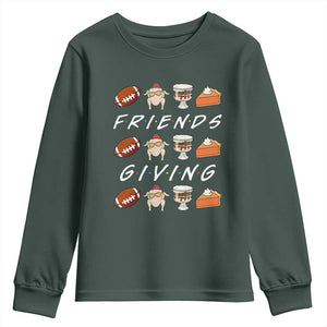Funny Thanksgiving Thankful Friends Giving Party Youth Sweatshirt TS11 Dark Forest Green Print Your Wear