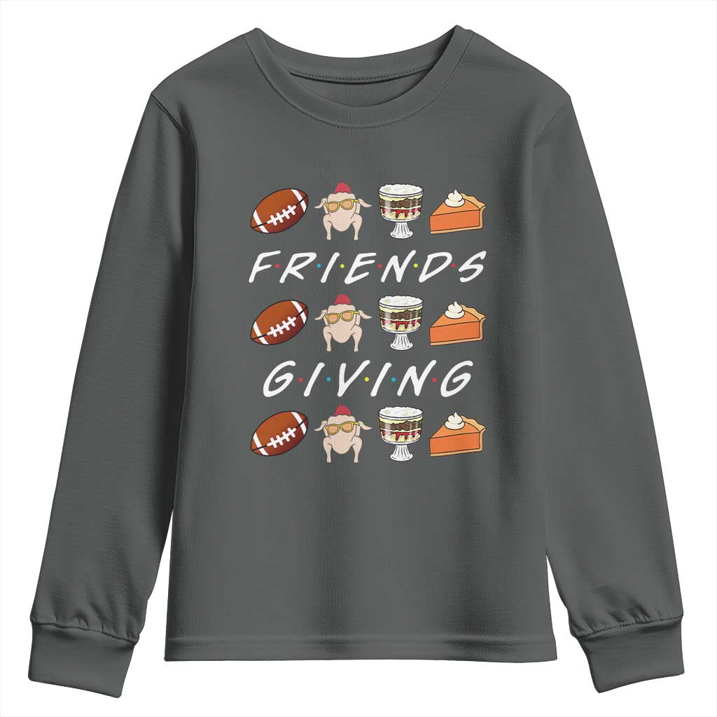Funny Thanksgiving Thankful Friends Giving Party Youth Sweatshirt TS11 Dark Heather Print Your Wear