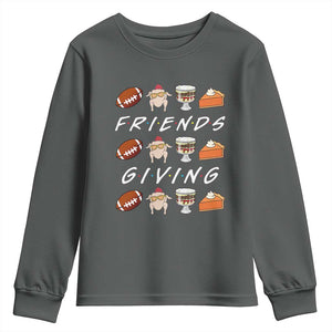 Funny Thanksgiving Thankful Friends Giving Party Youth Sweatshirt TS11 Dark Heather Print Your Wear