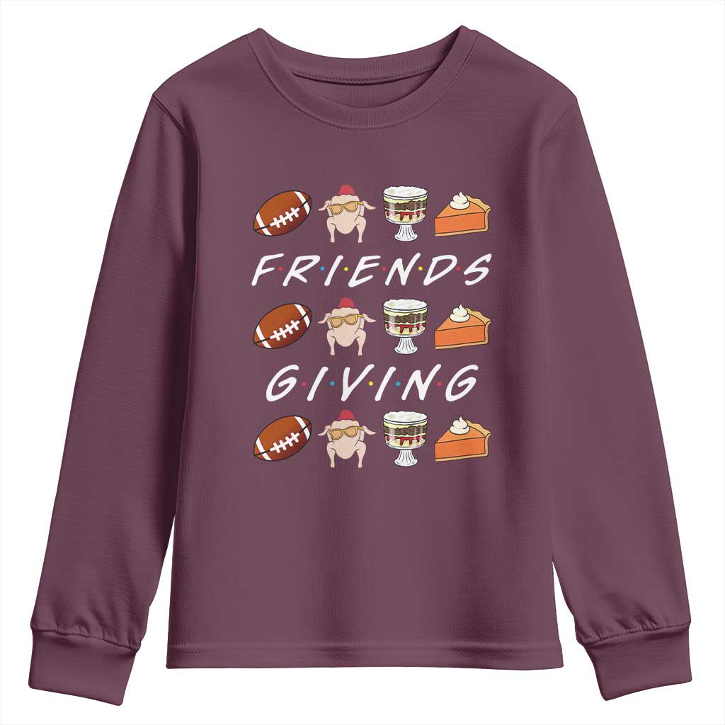 Funny Thanksgiving Thankful Friends Giving Party Youth Sweatshirt TS11 Maroon Print Your Wear