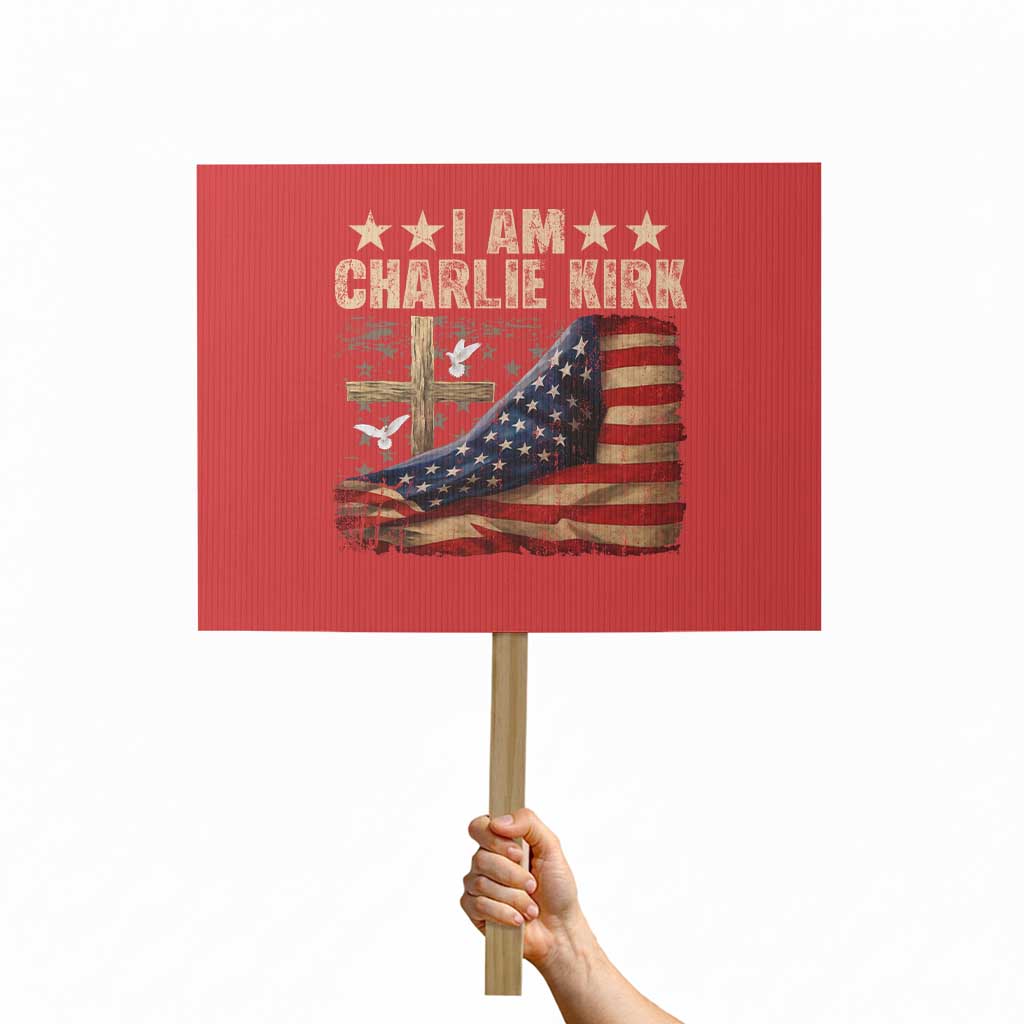 I Am Charlie Kirk Protest Sign Freedom Vintage American Flag TS11 Horizontal 18