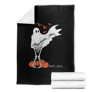 Well Shit Skeleton Ghost Sheet Funny Halloween Exposed Wind Dress Throw Blanket