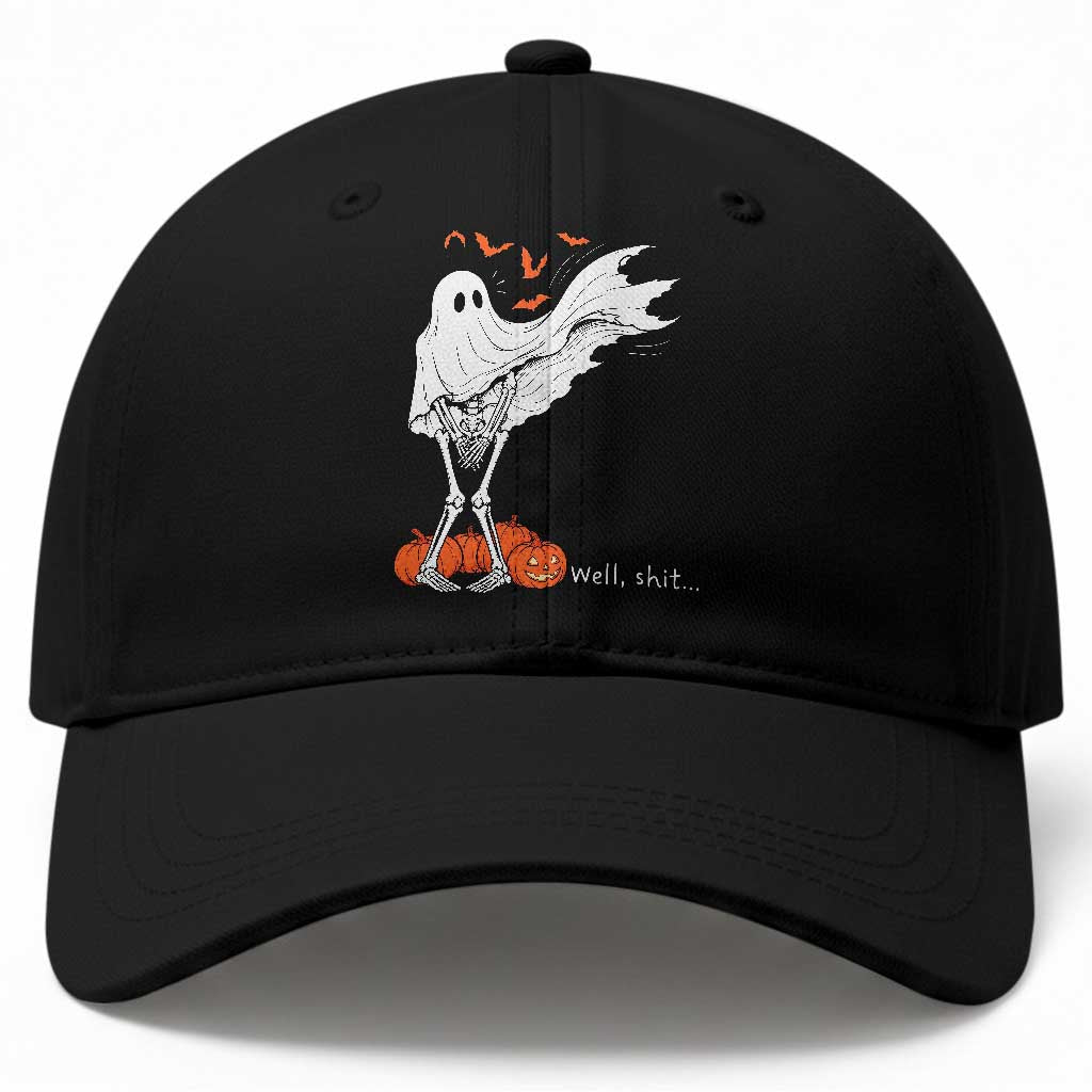 Well Shit Skeleton Ghost Sheet Funny Halloween Exposed Wind Dress Baseball Cap