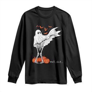 Well Shit Skeleton Ghost Sheet Funny Halloween Exposed Wind Dress Long Sleeve Shirt