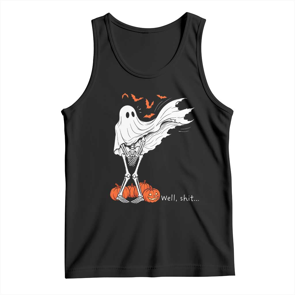 Well Shit Skeleton Ghost Sheet Funny Halloween Exposed Wind Dress Tank Top