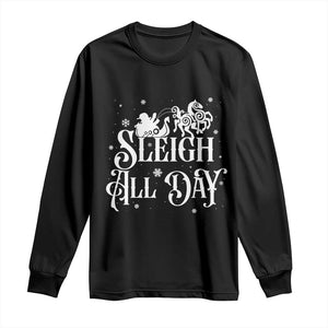 Funny Christmas Viking Long Sleeve Shirt Sleigh All Day Sleipnir Longship Santa TS11 Black Print Your Wear