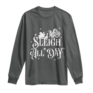 Funny Christmas Viking Long Sleeve Shirt Sleigh All Day Sleipnir Longship Santa TS11 Dark Heather Print Your Wear