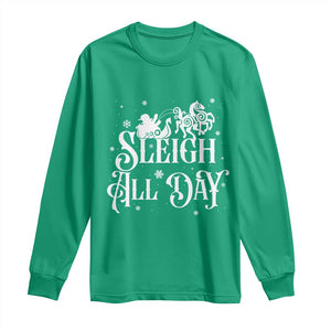 Funny Christmas Viking Long Sleeve Shirt Sleigh All Day Sleipnir Longship Santa TS11 Irish Green Print Your Wear