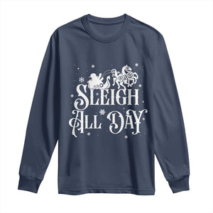 Funny Christmas Viking Long Sleeve Shirt Sleigh All Day Sleipnir Longship Santa TS11 Navy Print Your Wear