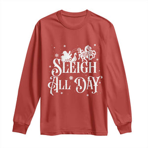 Funny Christmas Viking Long Sleeve Shirt Sleigh All Day Sleipnir Longship Santa TS11 Red Print Your Wear